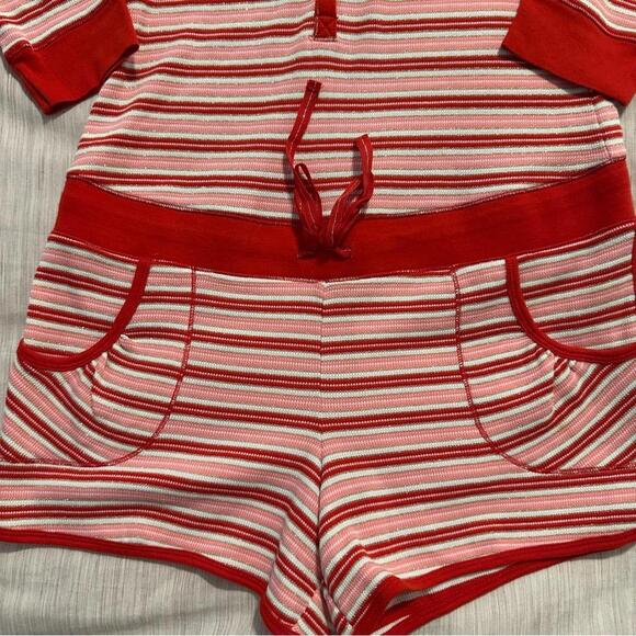 Victoria’s Secret Pink & Red Striped One Piece Romper Sleepwear Pajamas - Picture 3 of 5
